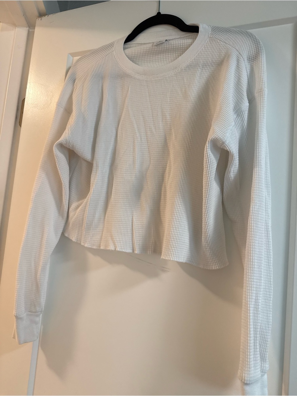 TNA White Waffle-Knit Cropped Top